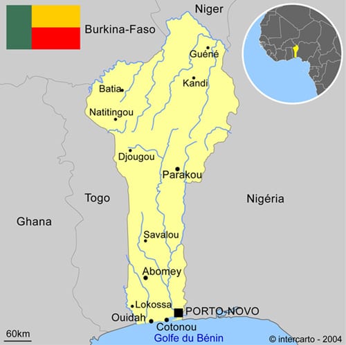 Carte du Bénin et localisation de Kakékanmé
